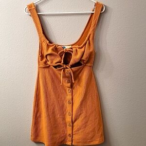 NWOT Free People Beach  button up tie top mini dress light burnt orange size XS